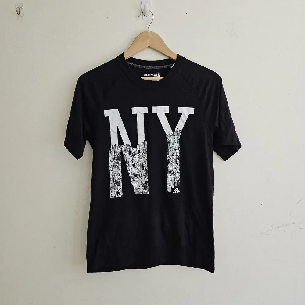 Adidas Graphic Ultimate Tee Black NY City Graphic T Shirt Streetwear Small